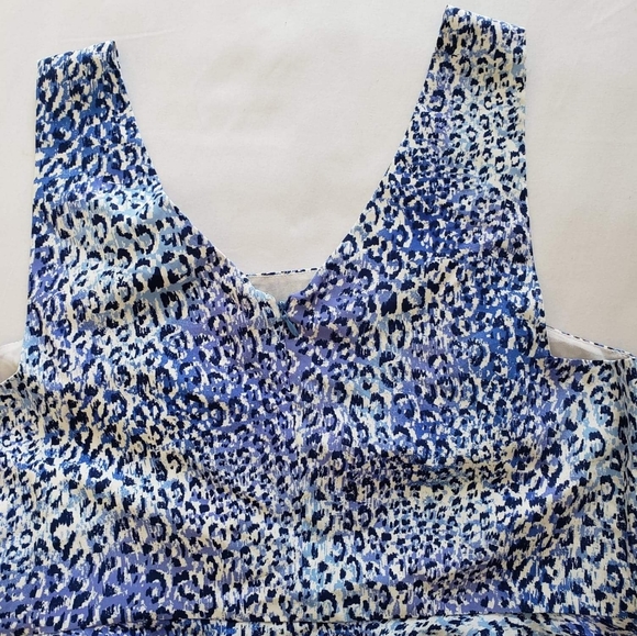 Rebecca Taylor silk sleeveless blue figured crop t - Picture 3 of 6